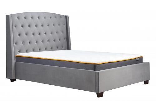 6ft Super King Bally Grey Velvet Fabric Upholstered Winged Back Bed Frame 1
